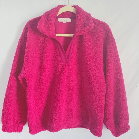Loft Women's Medium Fleece Fushia Color Crop Pullover not worn - Picture 1 of 5